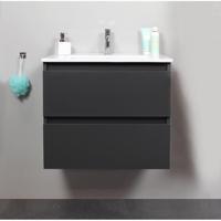 On-Line Onderkast - 60 cm - Voorgemonteerd - Porseleinen Wastafel - 1 Kraangat - Mat Antraciet - thumbnail