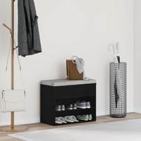 VidaXL Schoenenbank met plank zwart eiken 60 x 30 x 45 cm bewerkt hout - thumbnail
