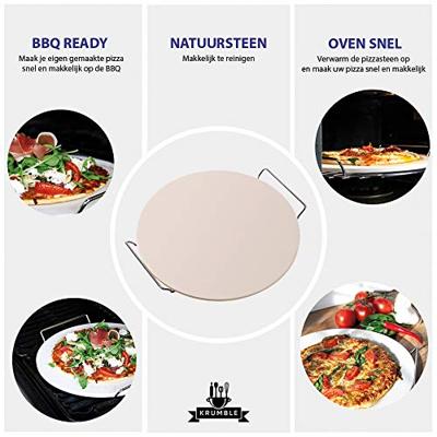 Krumble BBQ Pizzasteen voor oven en barbecue - Diameter 38 cm - thumbnail