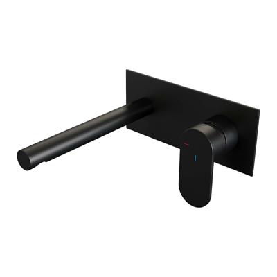 Inbouw Wastafelmengkraan Brauer Black Edition Coldstart Rechte Uitloop Platte Hendel Rechts Mat Zwart Met Afdekplaat