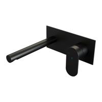 Inbouw Wastafelmengkraan Brauer Black Edition Coldstart Rechte Uitloop Platte Hendel Rechts Mat Zwart Met Afdekplaat - thumbnail