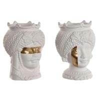 Grondlegger Home ESPRIT Wit Gouden Porselein 15 x 15 x 26.5 cm (2 Stuks) - thumbnail