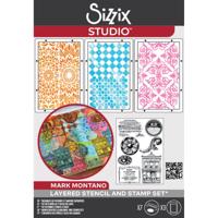 Sizzix • studio: a5 clear stamps& 3pcs a5 stencils build it by mark montano - thumbnail