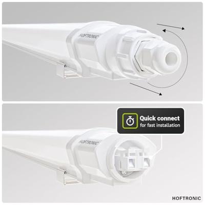Set van 4 Q-Series LED TL Armaturen 120cm - 36 Watt 4320 Lumen vervangt 144 Watt - 120lm/W - 6500K daglicht wit licht - Gereedschapsloos Koppelbaar - IK08 - IP65 Waterdicht - Tri-proof plafondverlichting