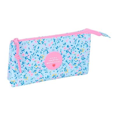 Pennenetui met 3 vakken Vicky Martín Berrocal Paraíso Roze Licht Blauw 22 x 12 x 3 cm