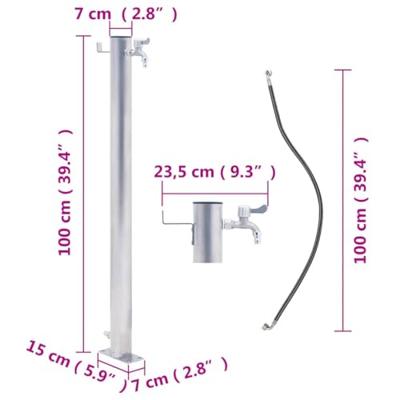 Waterzuil 100 cm roestvrij staal rond - thumbnail