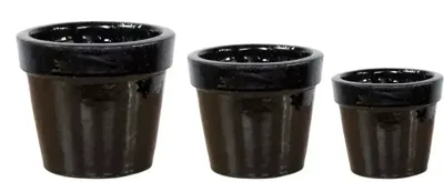 Mega Collections Bloempot Basis Geglazuurd Ø38xH30 cm Zwart