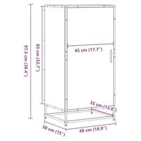 Schoenenrek 48x38x97,5 cm bewerkt hout gerookt eikenkleurig - thumbnail