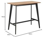 Bendt Bartafel 'Torkil' Eiken met zwart onderstel, 120 x 60cm - thumbnail