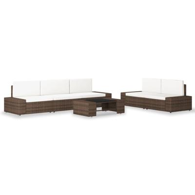 6-delige Loungeset poly rattan bruin