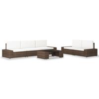 6-delige Loungeset poly rattan bruin - thumbnail