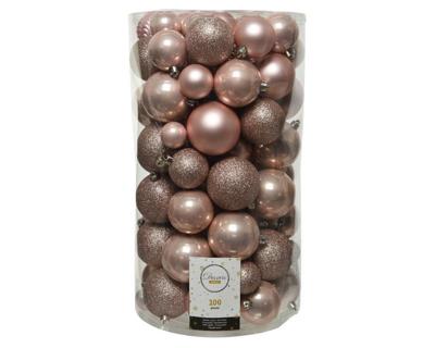 Kerstballen koker a 100 kunststof roze