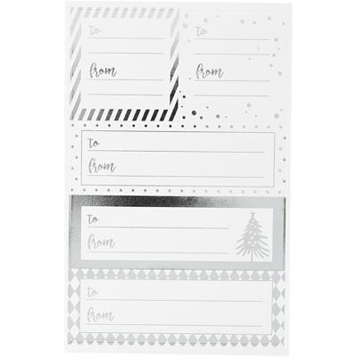 Vivi Gade Stickers, vel 9x14 cm, afm 42x39+84x29 mm, zilver, wit, 4 vel/ 1 doos