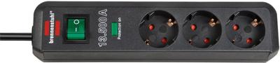 Brennenstuhl Eco-Line 13.500A stekkerdoos met overspanningsbeveiliging 3-voudig antraciet 1,5m H05VV-F 3G1,5 Polyethyleen zak - 1158820315