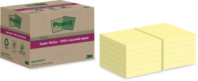 Post-it Super Sticky Notes Recycled, 70 vel, ft 76 x 76 mm, geel, pak van 12 blokken Post-it Super Sticky Notes Recycled, 70 vel, ft 76 x 76 mm, geel, pak van 12 blokken
