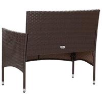 4-delige Loungeset met kussens poly rattan bruin - thumbnail