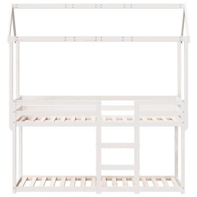 Stapelbed met dak massief grenenhout wit 90x200 cm