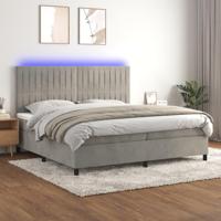 Boxspring met matras en LED fluweel lichtgrijs 200x200 cm - thumbnail