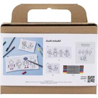 Creativ Company Mini hobbyset textiel decoreren, robot, primair kleuren, 1 doos - thumbnail