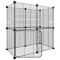 VidaXL Huisdierenkooi met deur 12 panelen 35x35 cm staal zwart - thumbnail