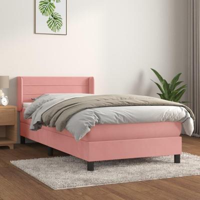 Boxspring met matras fluweel roze 100x200 cm
