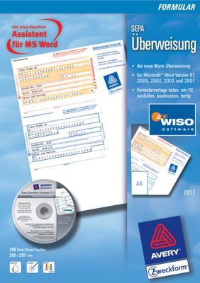 Avery-Zweckform Overschrijvingsformulier SEPA-Überweisung DIN A4 Aantal paginas: 100 2817 Avery-Zweckform Overschrijvingsformulier SEPA-Überweisung DIN A4 Aantal paginas: 100 2817