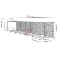 Hondenkennel met dak 2x14x2,5 m gegalvaniseerd staal zilver - thumbnail