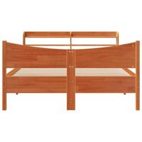 Bedframe met hoofdbord massief grenenhout wasbruin 135x190 cm - thumbnail