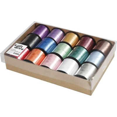 Creativ Company Cadeaulint, b: 10 mm, glossy, diverse kleuren, 15x50 m/ 1 doos - thumbnail
