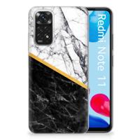 Xiaomi Redmi 10 | Redmi Note 11 4G | TPU | Siliconen hoesje | Marmer Wit Zwart - Origineel Cadeau Man - thumbnail