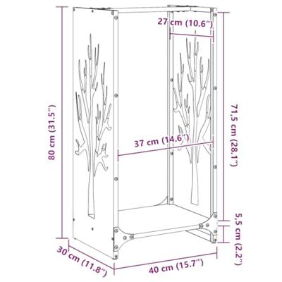 Brandhoutrek 40x30x80 cm koudgewalst staal wit Brandhoutrek 40x30x80 cm koudgewalst staal wit