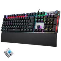 AULA F2088/F2058 108 Keys Mixed Light Mechanical Blue Switch Wired USB Gaming Keyboard with Metal Button(Black) - thumbnail