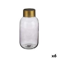 Vaas Grijs Gouden Glas 11,5 x 24 x 11,5 cm (6 Stuks) - thumbnail