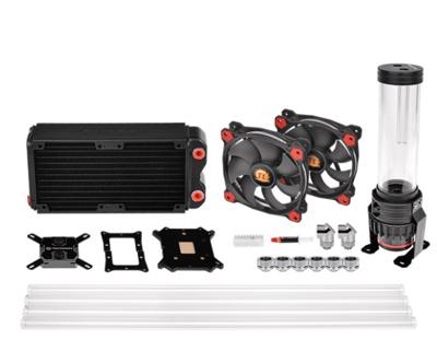 Thermaltake pacific gaming rl240 d5 hard tube water cooling kit waterkoeling (zwart/rood)