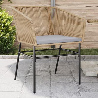 Tuinstoelen 2 st met kussens poly rattan bruin