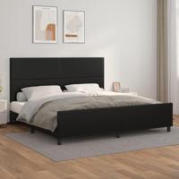 Bedframe met hoofdeinde kunstleer zwart 200x200 cm - thumbnail