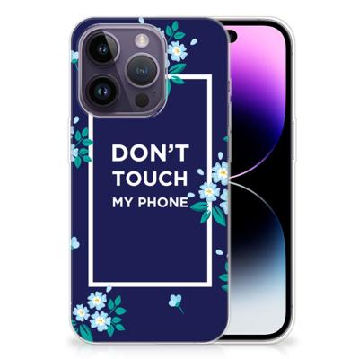 Apple iPhone 14 Pro Silicone-hoesje Flowers Blue DTMP Apple iPhone 14 Pro Silicone-hoesje Flowers Blue DTMP