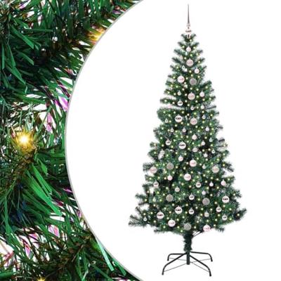 VidaXL Kunstmatig voorverlicht kerstboom groen 240 cm pvc en metaal