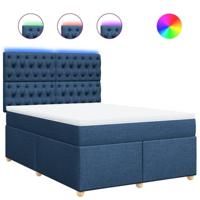 Boxspring met matras stof blauw 160x200 cm - thumbnail