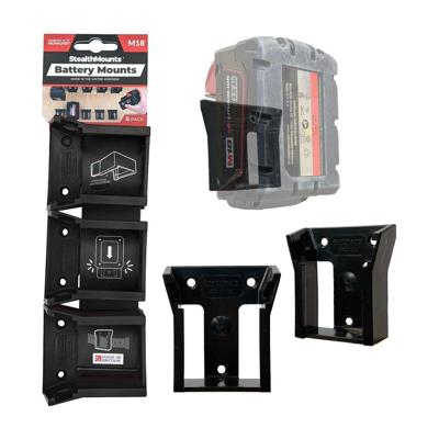 Stealthmounts Batterijhouders voor Milwaukee M18 18v | Zwart | 6 stuks - BM-MW18-BLK-6