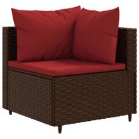 4-delige Loungeset met kussens poly rattan bruin - thumbnail