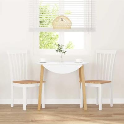 Eetkamerstoelen 2 st massief hout rubber wit Eetkamerstoelen 2 st massief hout rubber wit