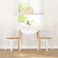 Eetkamerstoelen 2 st massief hout rubber wit - thumbnail