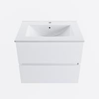 MONDIAZ VICA 60cm badmeubel onderkast Talc 2 lades. Wastafel DENIA midden 1 kraangat, kleur Glanzend Wit. - thumbnail