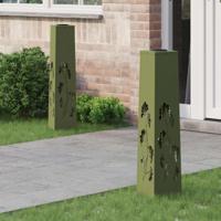 VidaXL Solar led pad licht 2 pcs olijf groen koudgewalst staal - thumbnail