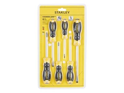 Stanley handgereedschap STHT16172-0 Cushiongrip Schroevendraaierset 6-delig: PZ, Parallel, Standaard - STHT16172-0