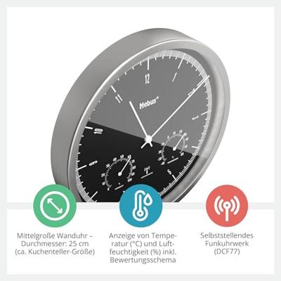 Mebus 19777 Wandklok Zendergestuurd 25 cm x 5 cm Zilver Slepend uurwerk (geluidsloos) Mebus 19777 Wandklok Zendergestuurd 25 cm x 5 cm Zilver Slepend uurwerk (geluidsloos)