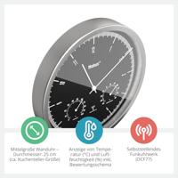 Mebus 19777 Wandklok Zendergestuurd 25 cm x 5 cm Zilver Slepend uurwerk (geluidsloos) - thumbnail