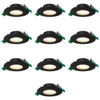 Set van 10 Prado dimbare LED Inbouwspots - 6 watt 570 lumen - CCT instelbare lichtkleur 2700K/4000K/6000K - Lage inbouwdiepte 25 mm - Rond - IP44 voor binnen en buiten - Zwart - thumbnail
