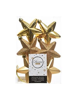 Ster plastic glans-mat-glitter 7,5 cm licht goud KSD - Ksd